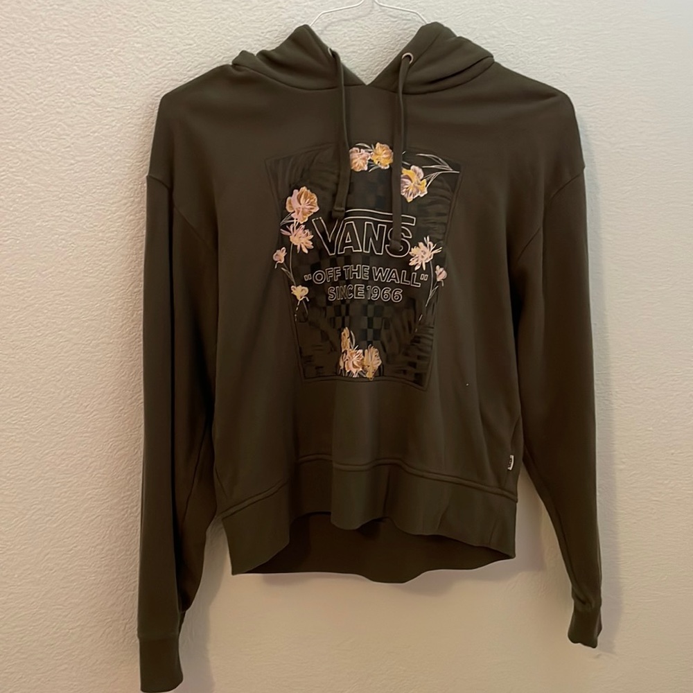 cropped vans olive green hoodie